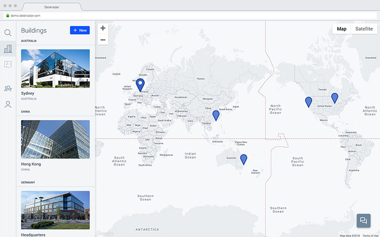 Deskradar Screenshot Buildings Overview